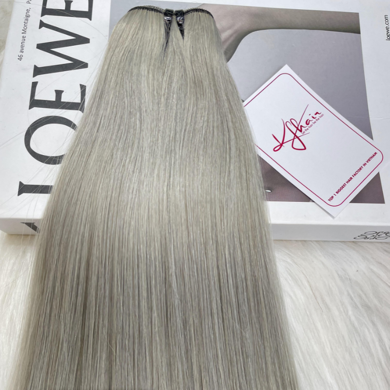 Grey Color Bone Straight Remy Human Hair Weft KF34 - Image 3