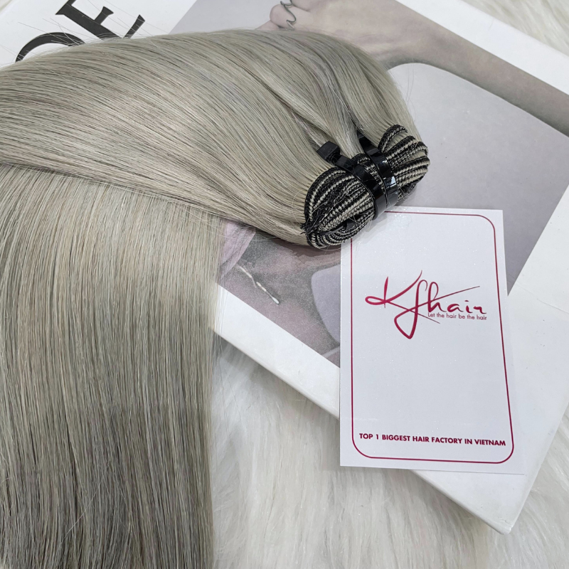Grey Color Bone Straight Remy Human Hair Weft KF34 - Image 4