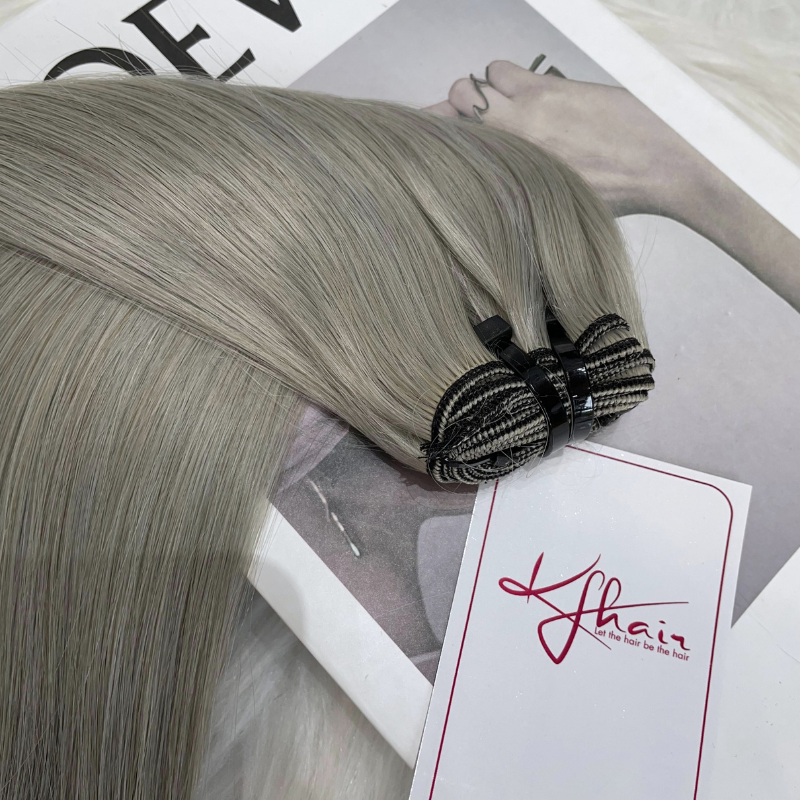 Grey Color Bone Straight Remy Human Hair Weft KF34 - Image 5