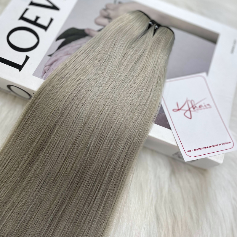 Grey Color Bone Straight Remy Human Hair Weft KF34 - Image 6