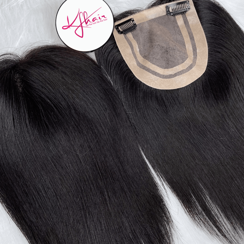 5x5 Inches Mono With PU Coated #1 Color 130% density Hair Topper - Image 4