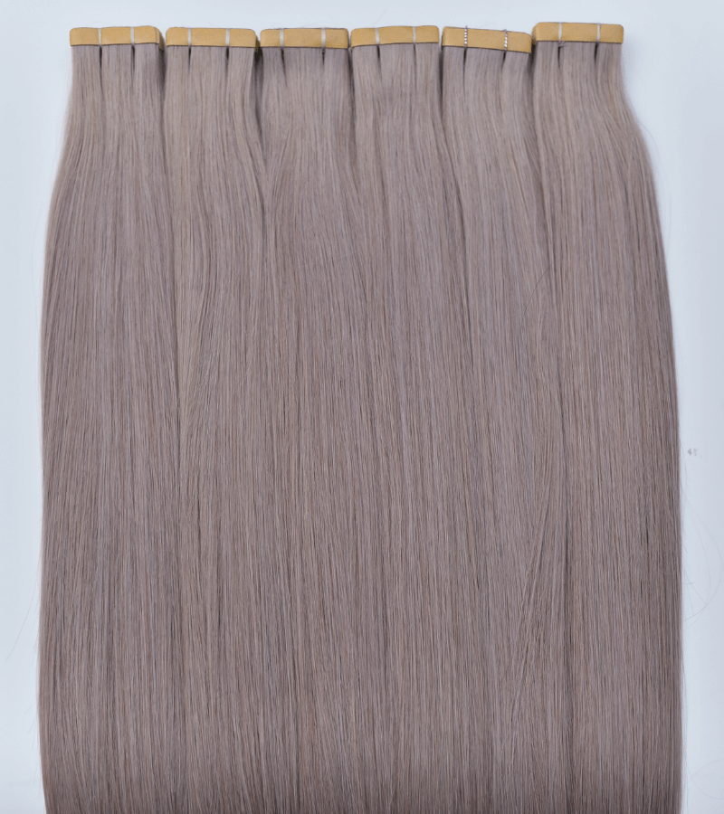 Platinum Silver Color Straight Normal Tape In Hair Extensions - Image 4