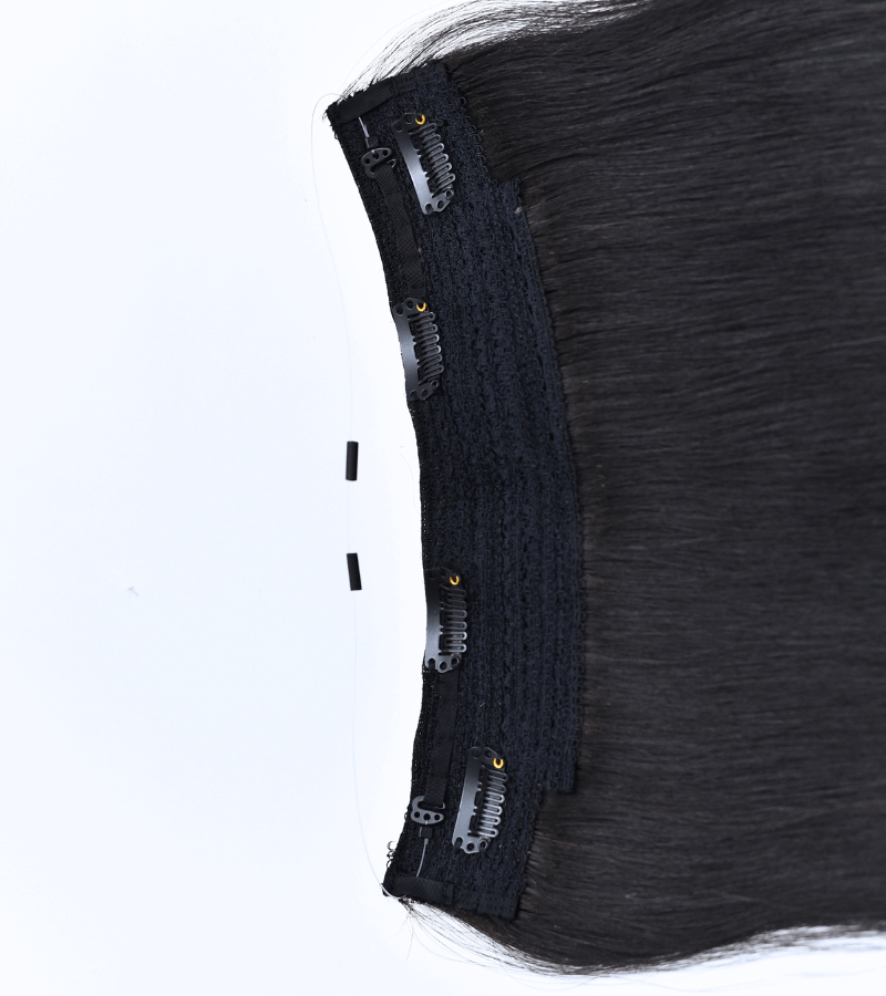 Natural Black Color Straight Halo Hair Extensions - Image 3