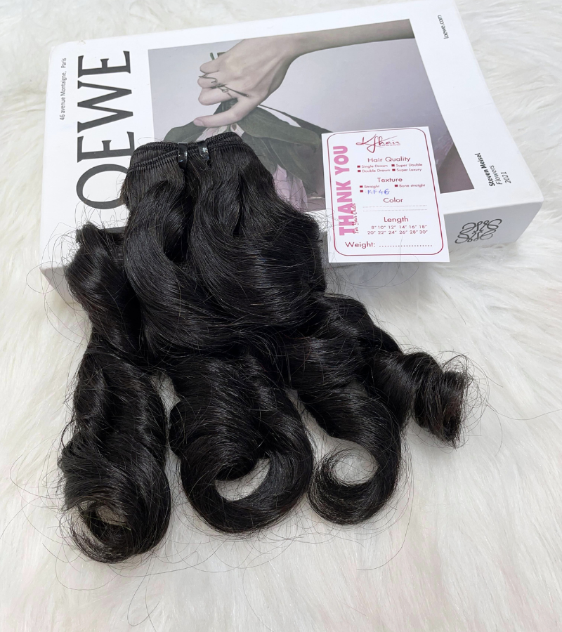 Natural Black Color Curly 6R Remy Human Hair Weft KF46 – Image 3