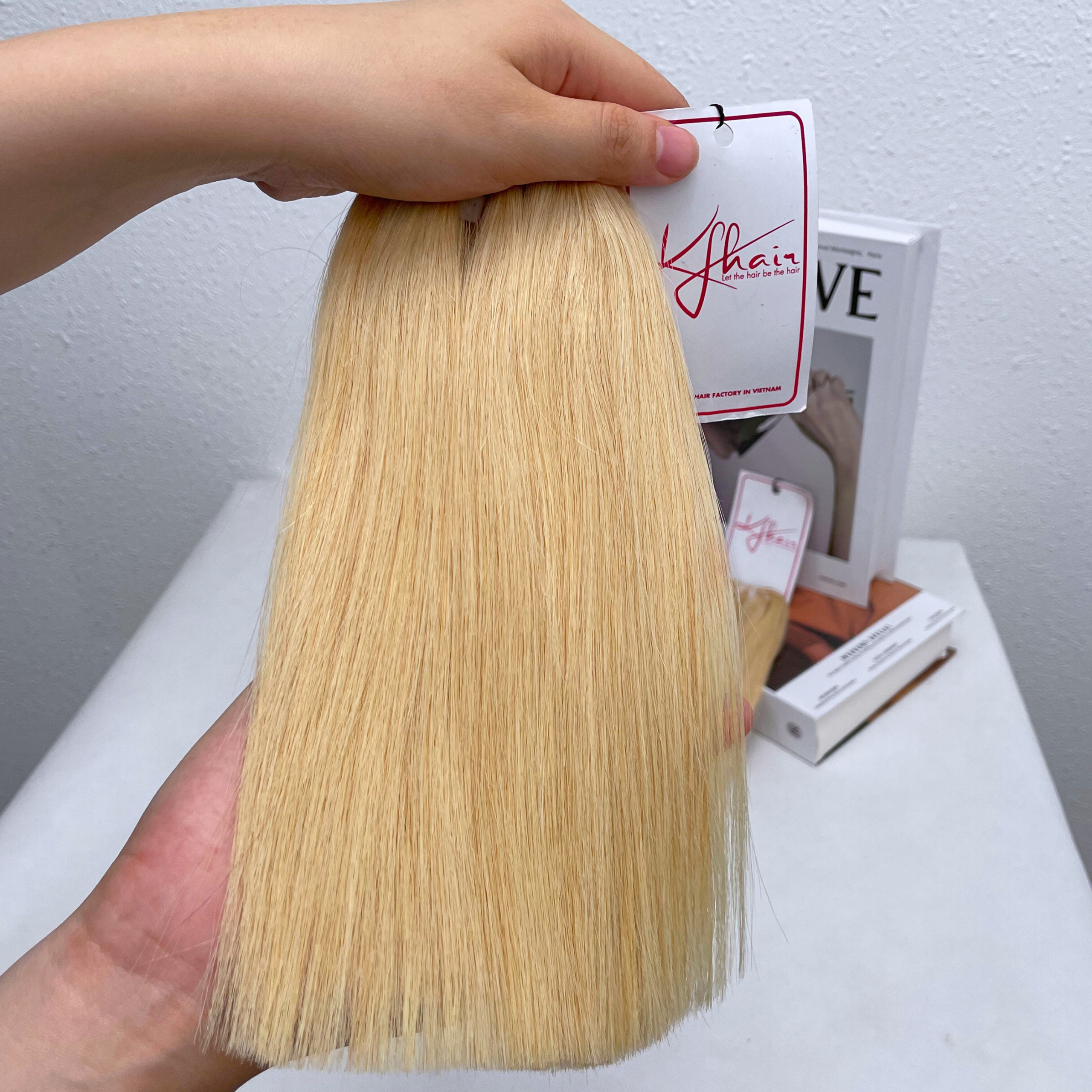 Blonde Color Bone Straight Remy Human Hair Weft KF25 - Image 3