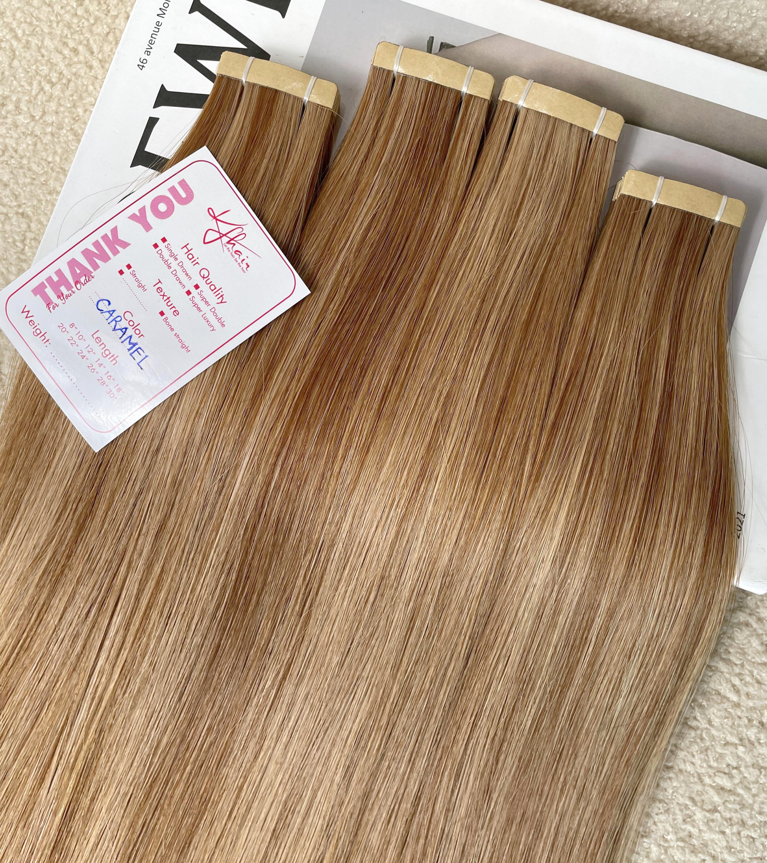 Caramel Color Straight Normal Tape In Hair Extensions - Image 5