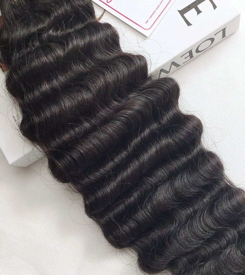 Natural Black Color Deep Wavy 2 Remy Human Hair Weft KF43 - Image 3