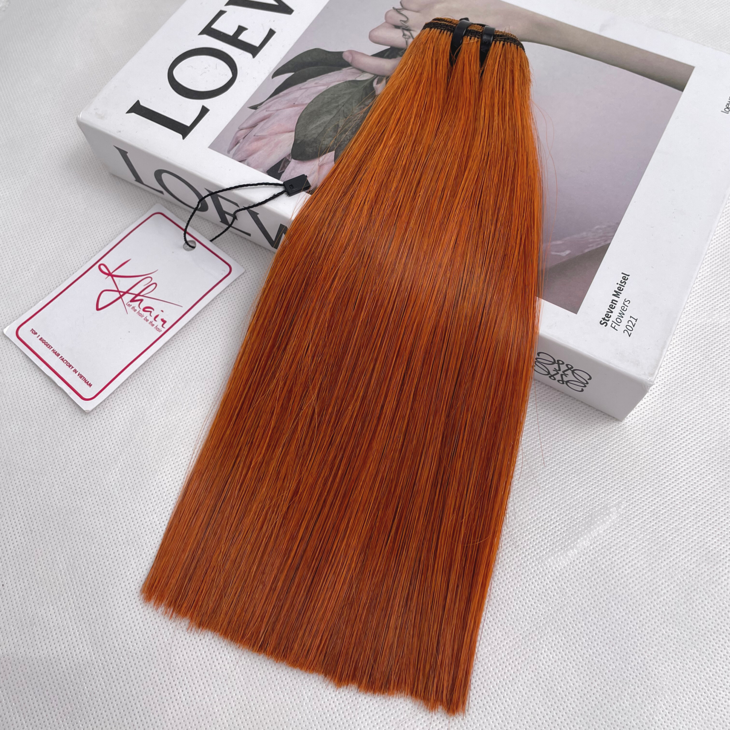 Orange Color Bone Straight Remy Human Hair Weft KF04