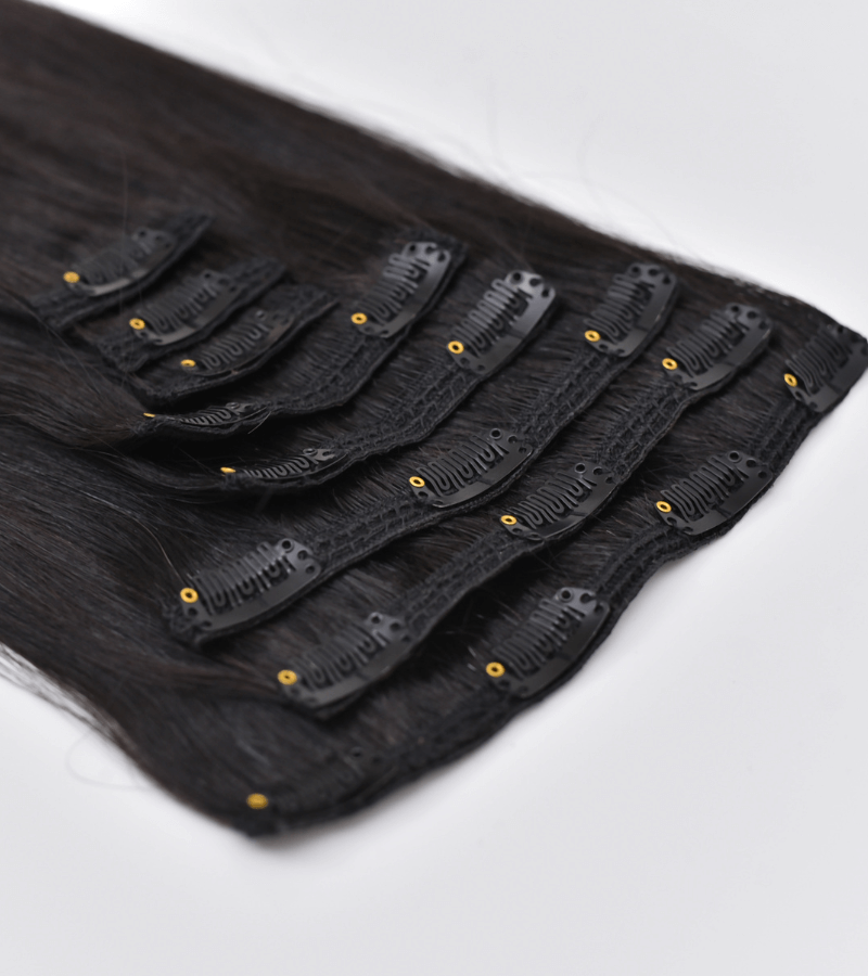 Natural Black Color Straight Clip In Hair Extensions 7pcs/120g - Image 3