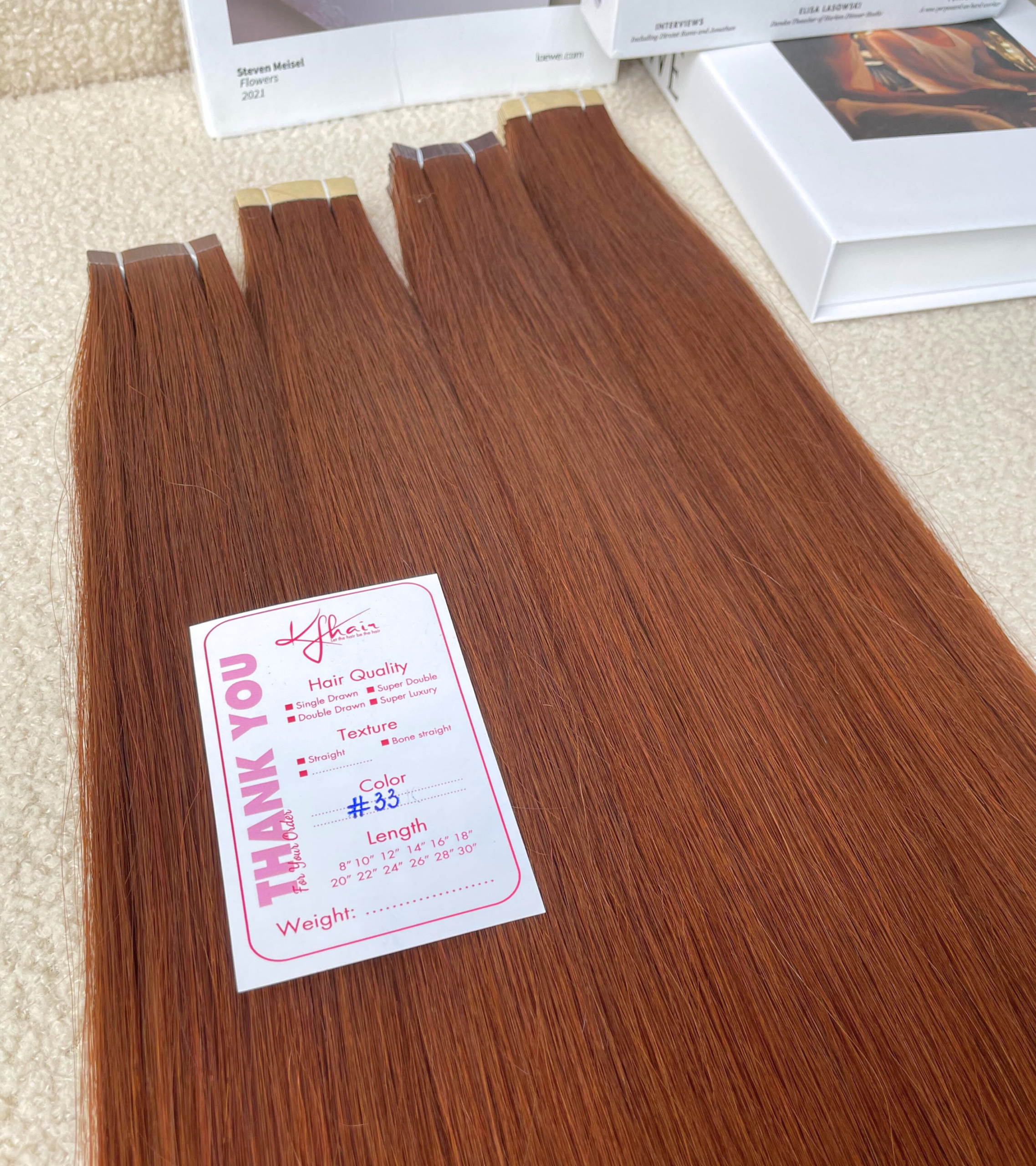 #33 Color Straight Normal Tape In Hair Extensions - Image 4