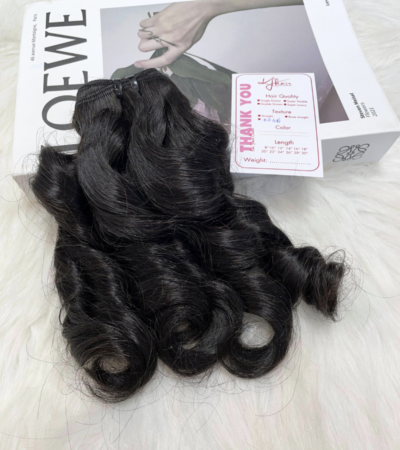 Natural Black Color Curly 6R Remy Human Hair Weft KF46 – Image 4