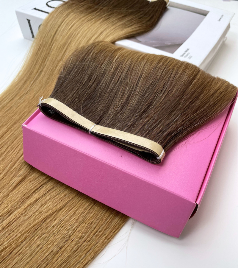 Ombre #27 Color Straight Long Tape In Hair Extensions - Image 4