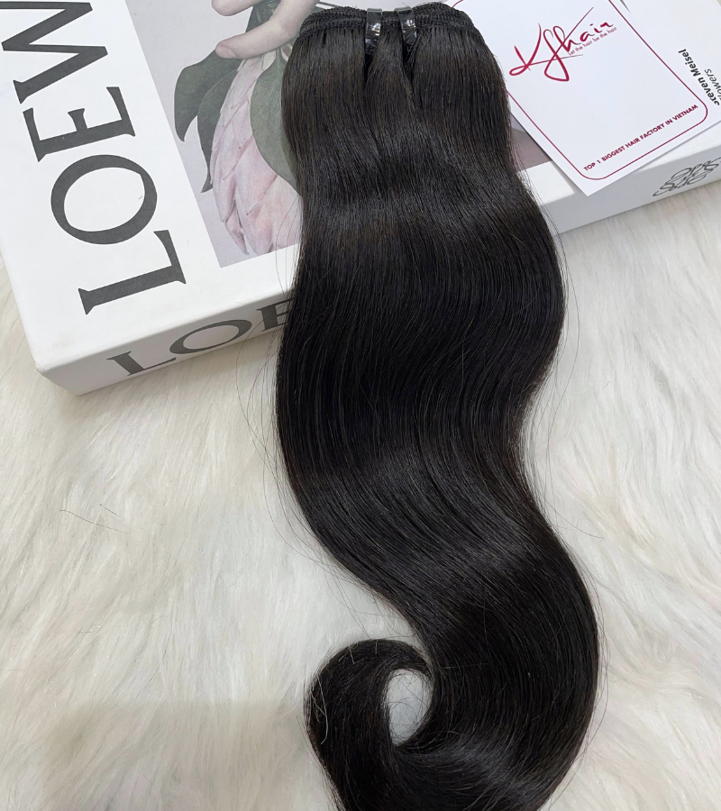 Natural Black Color Blunt Tip Remy Human Hair Weft KF45 - Image 4