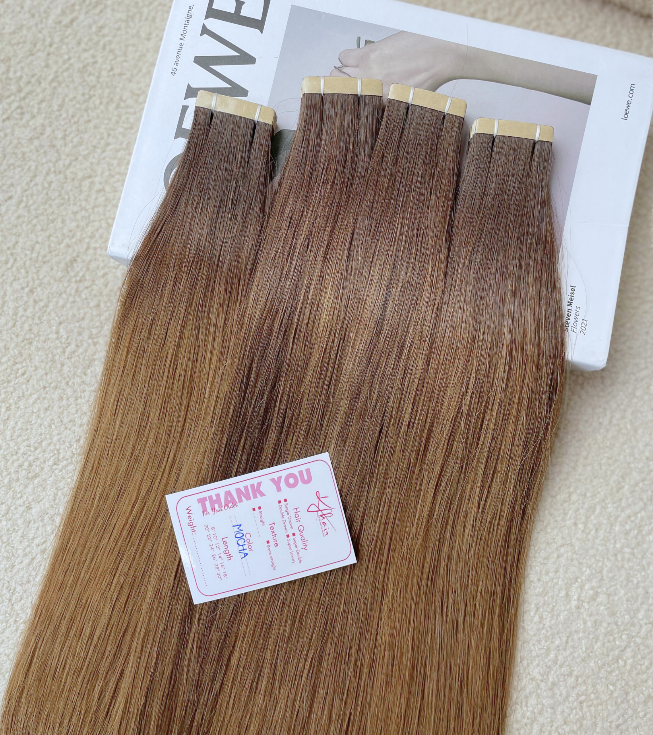 Mocha Color Straight Normal Tape In Hair Extensions - Image 5