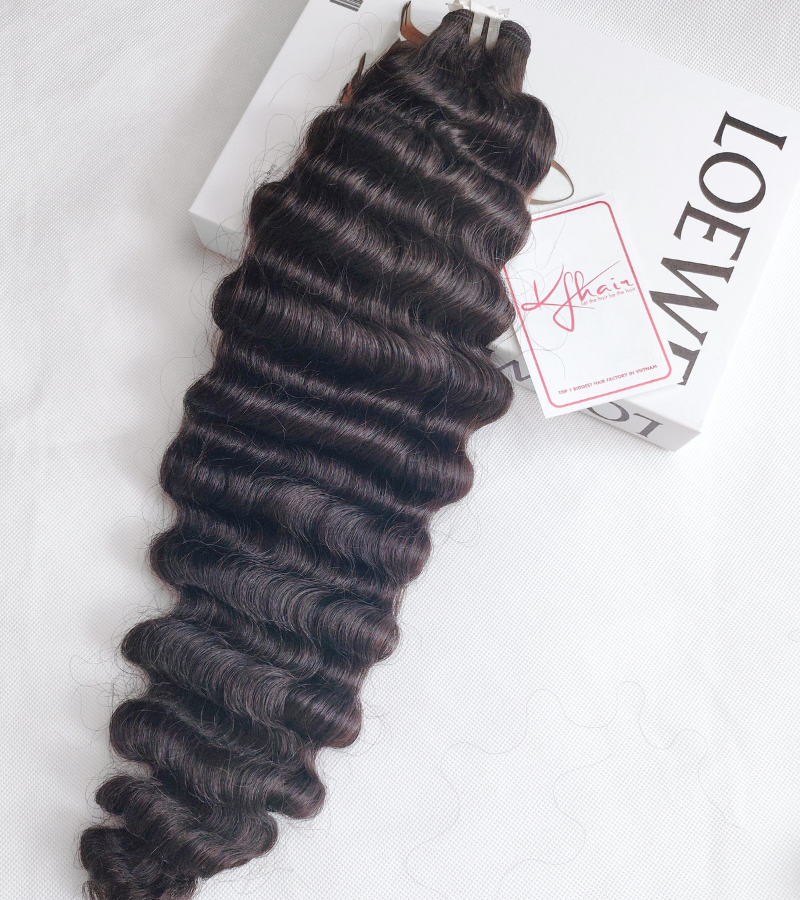 Natural Black Color Deep Wavy 2 Remy Human Hair Weft KF43 - Image 4