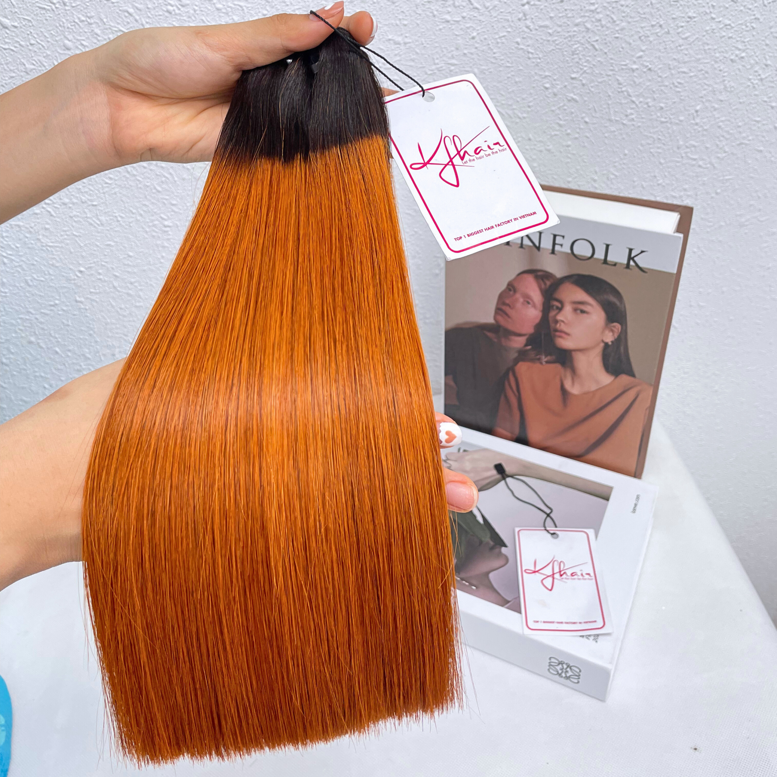 Ombre Orange Color Bone Straight Remy Human Hair Weft KF12 - Image 4