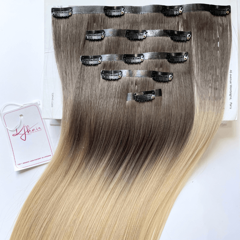#AB Color Straight Seamless Clip In Hair Extensions - Image 4