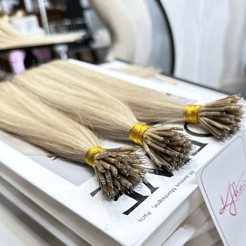 Viking Blonde Color Straight Nano Ring Hair Extensions - Image 5