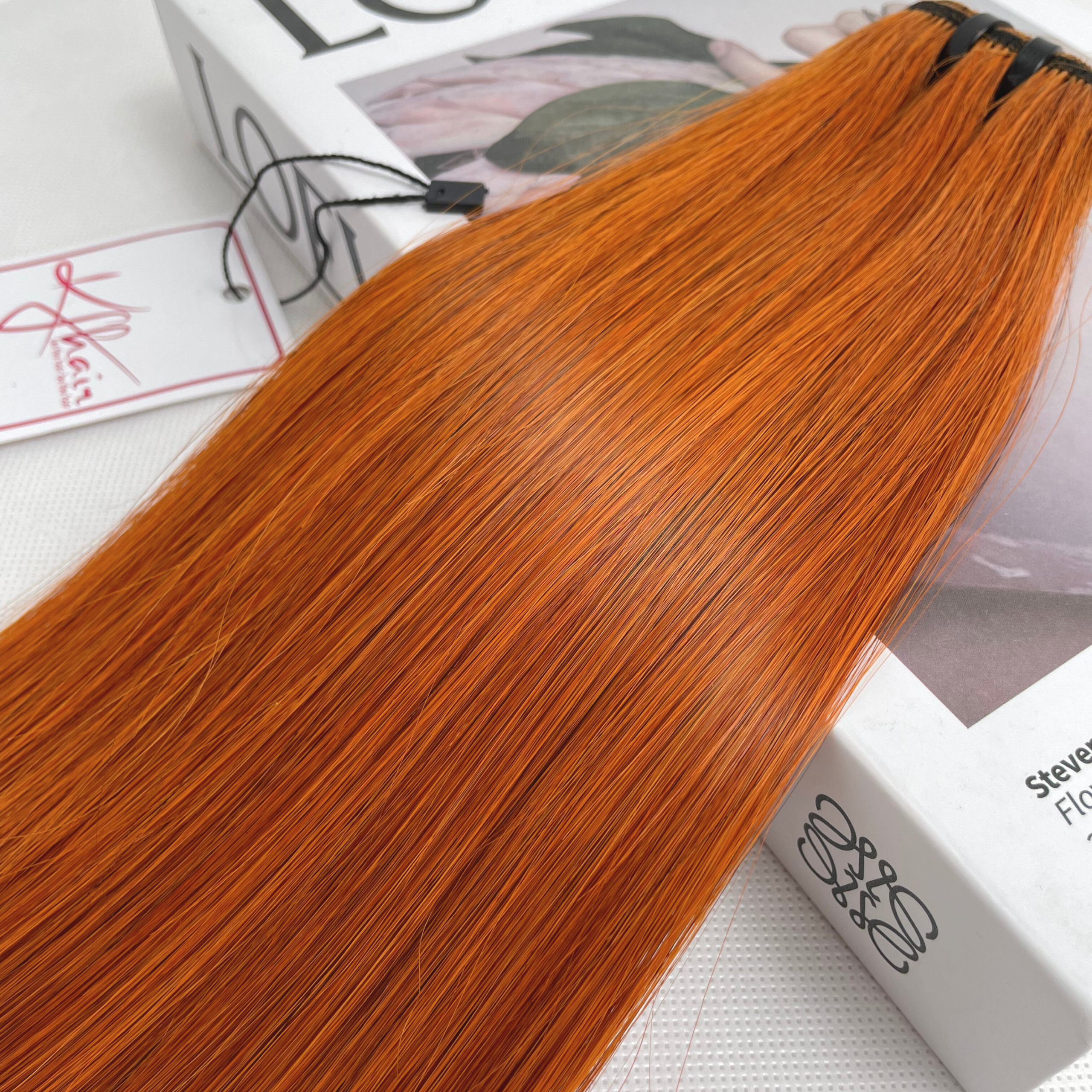 Orange Color Bone Straight Remy Human Hair Weft KF04 - Image 5