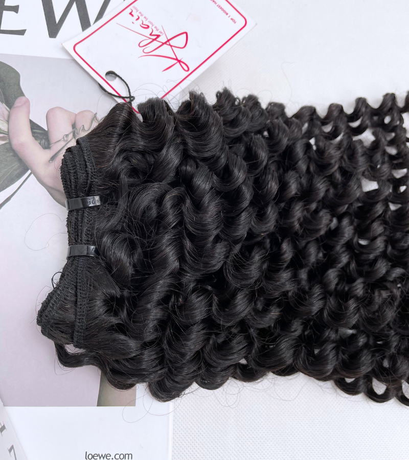 Natural Black Color Deep Curly Remy Human Hair Weft KF39 - Image 3