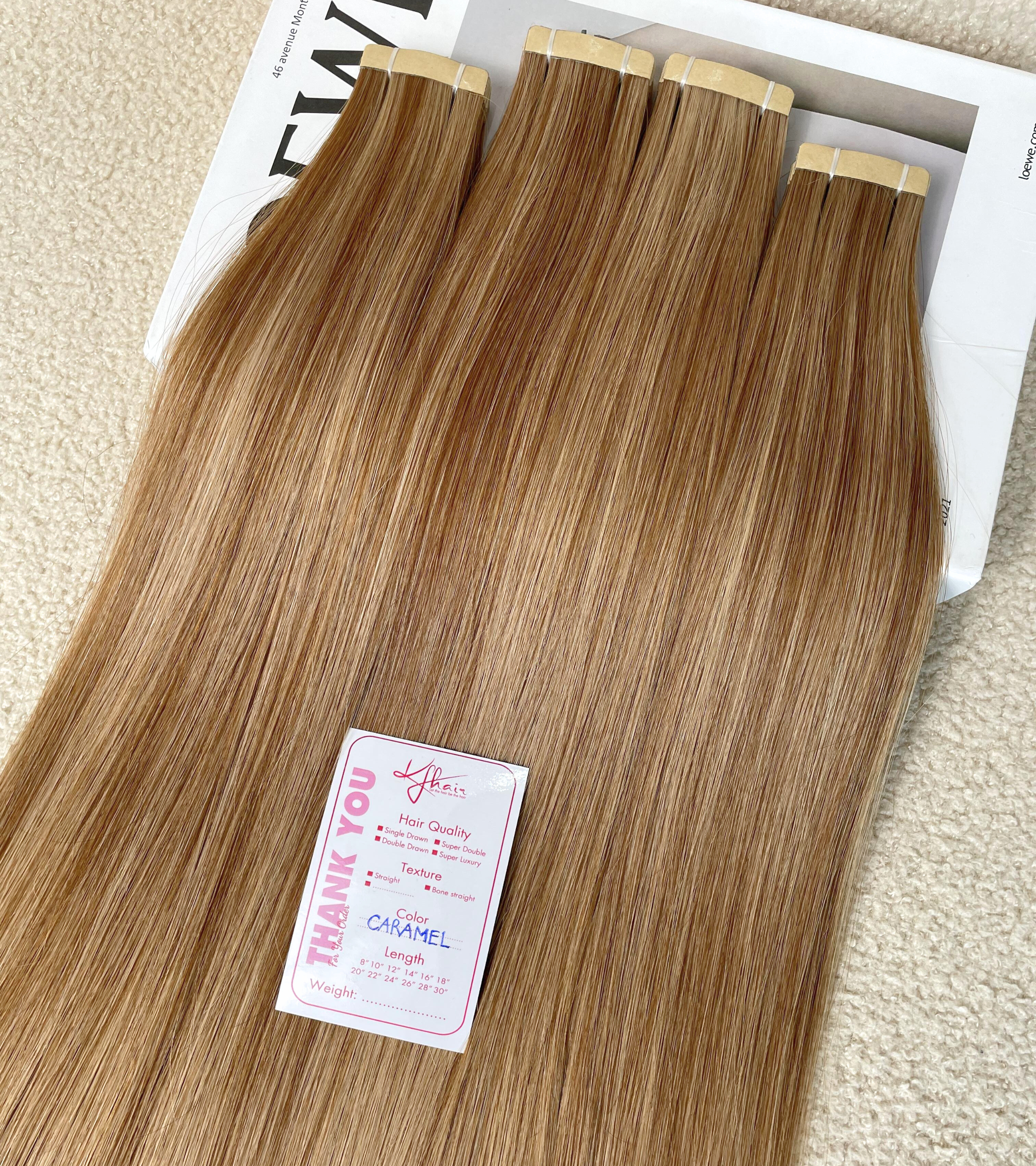 Caramel Color Straight Normal Tape In Hair Extensions - Image 3