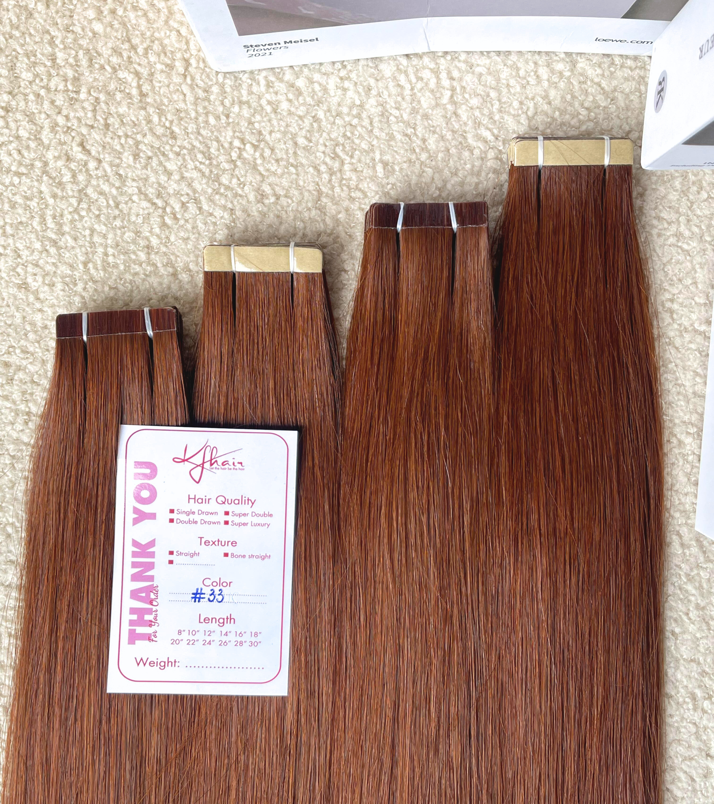 #33 Color Straight Normal Tape In Hair Extensions – Bild 5