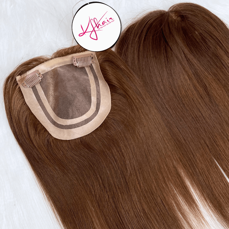 5x5 Inches Mono With PU Coated #4 Color 130% density Hair Topper - Image 3