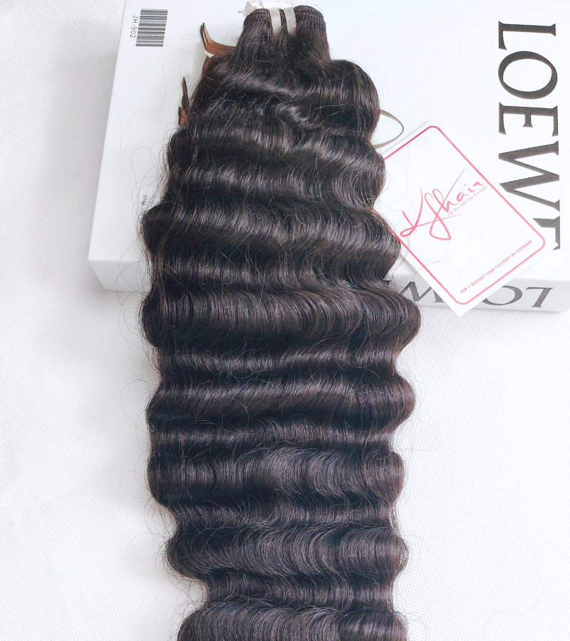 Natural Black Color Deep Wavy 2 Remy Human Hair Weft KF43 - Image 5