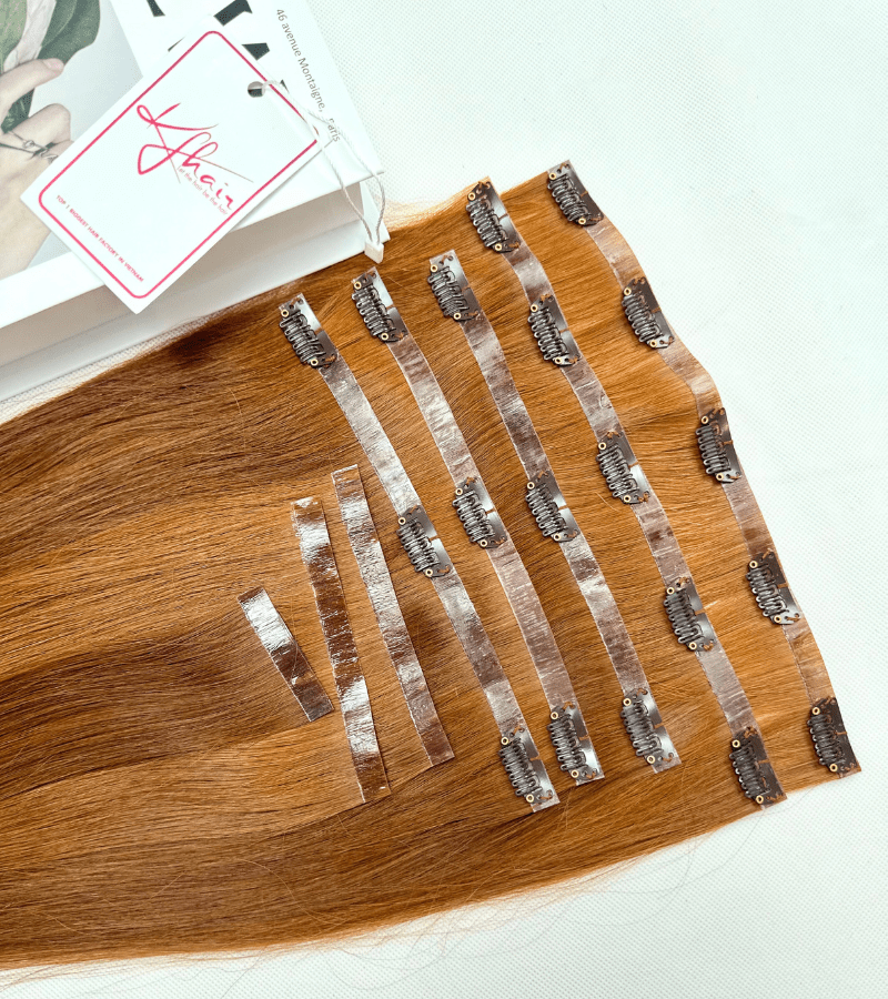 Brown Color Straight Seamless Clip In Hair Extensions - Image 5