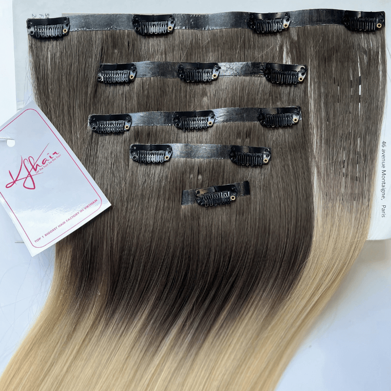 #AB Color Straight Seamless Clip In Hair Extensions - Image 3