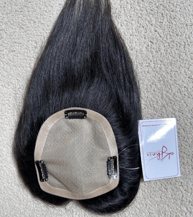 5x4 inches Full Silk Base #1B Color 150% density 8 inches Hair Topper - Image 3