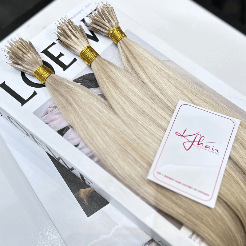 Viking Blonde Color Straight Nano Ring Hair Extensions - Image 3