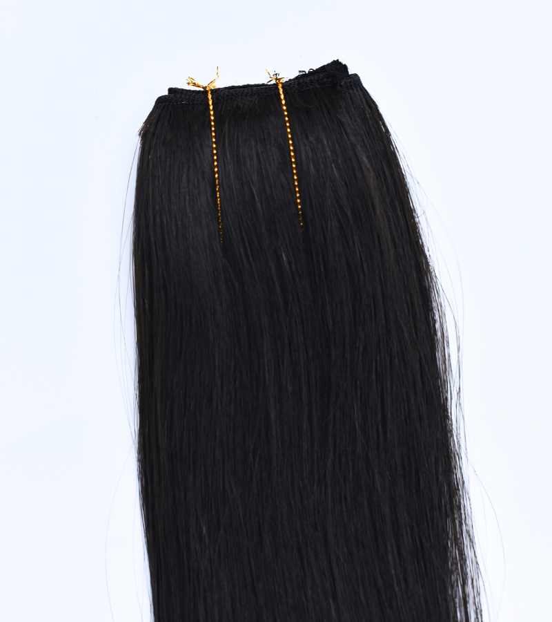 Natural Black Color Straight Halo Hair Extensions - Image 7
