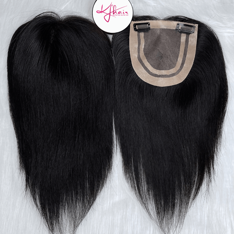 5x5 Inches Mono With PU Coated #1 Color 130% density Hair Topper - Image 3