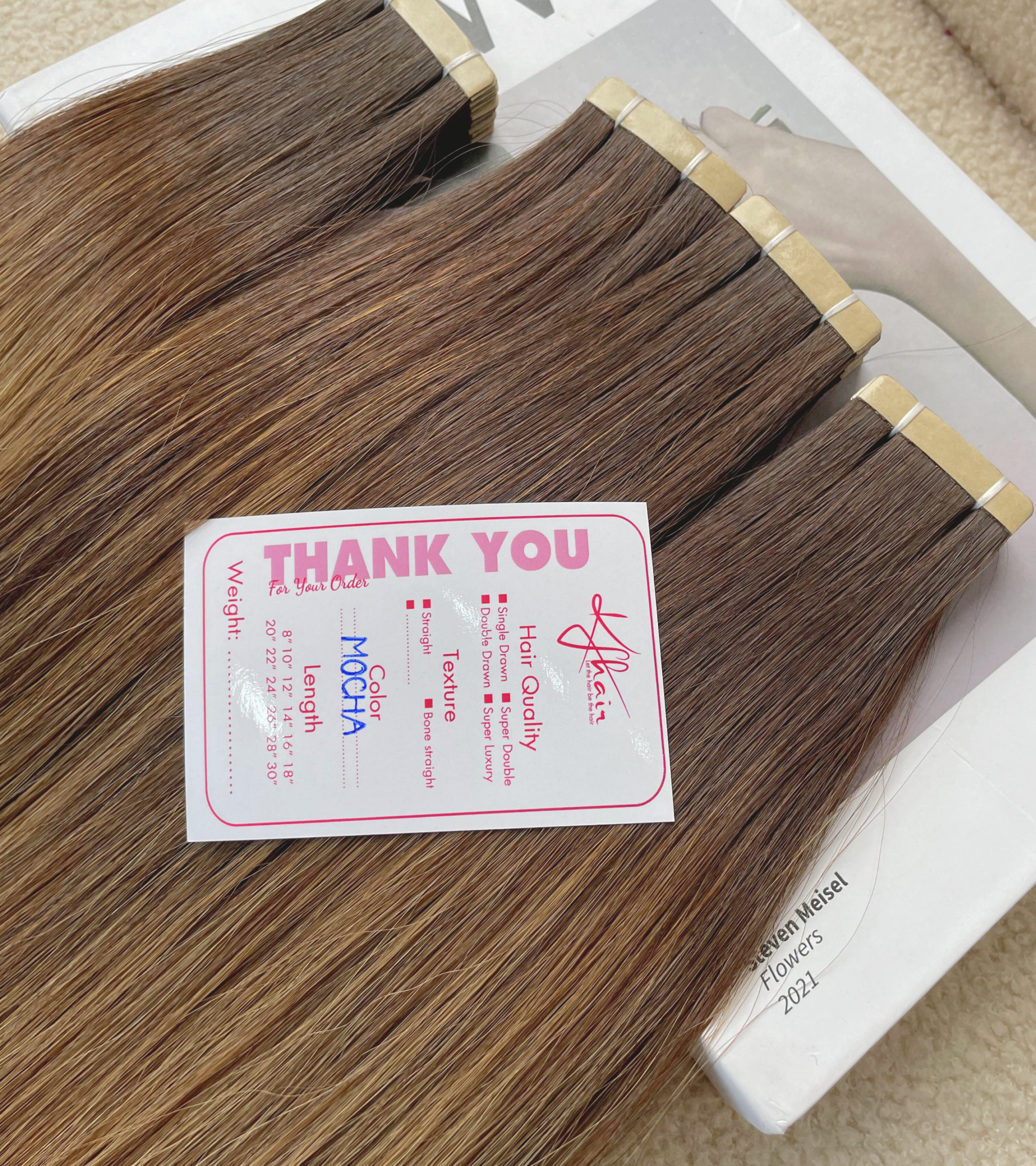 Mocha Color Straight Normal Tape In Hair Extensions - Image 6