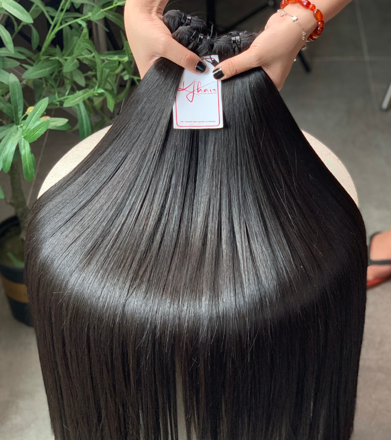 Natural Black Color Bone Straight Remy Human Hair Weft KF36 - Image 4