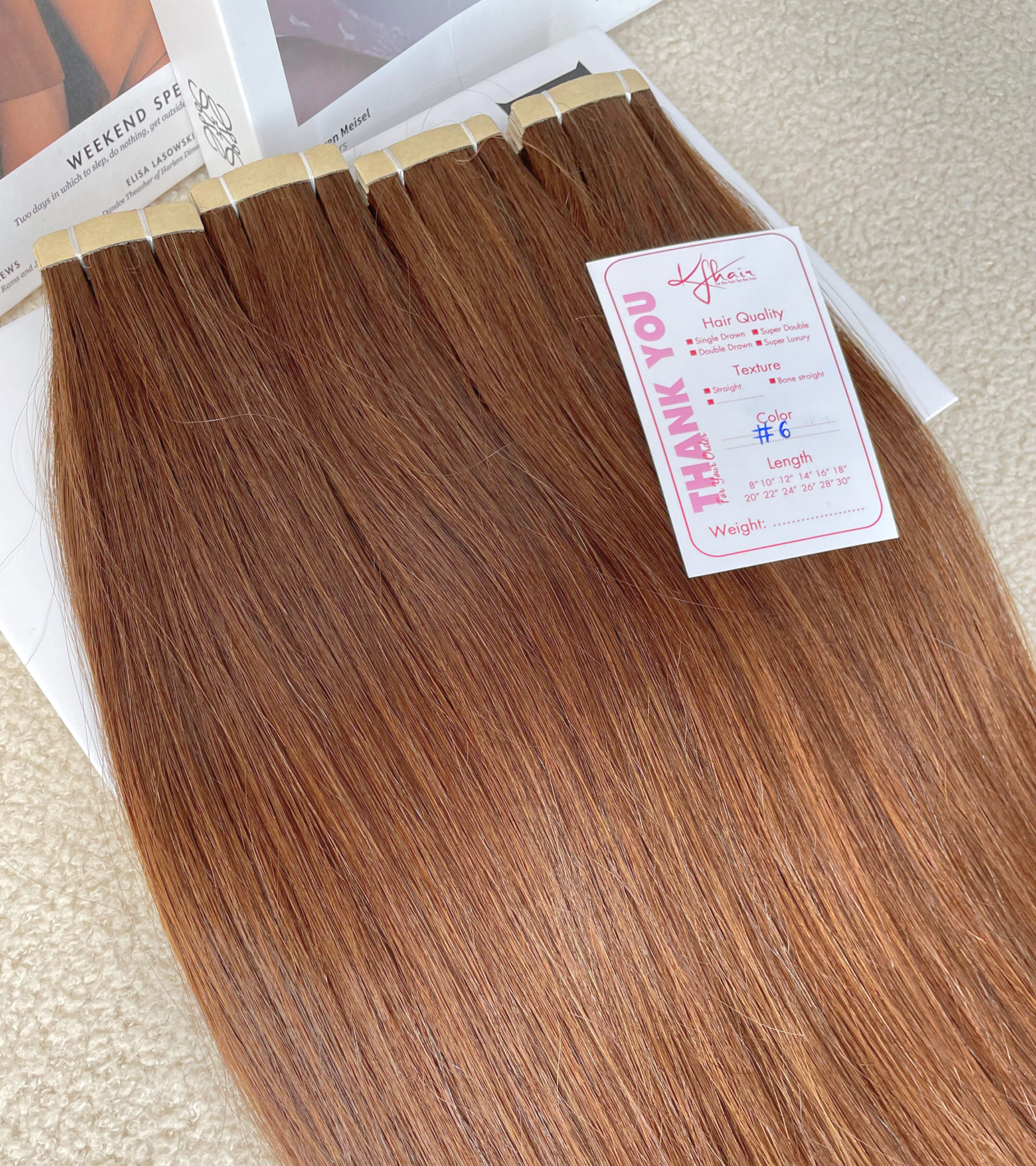 #6 Color Straight Normal Tape In Hair Extensions