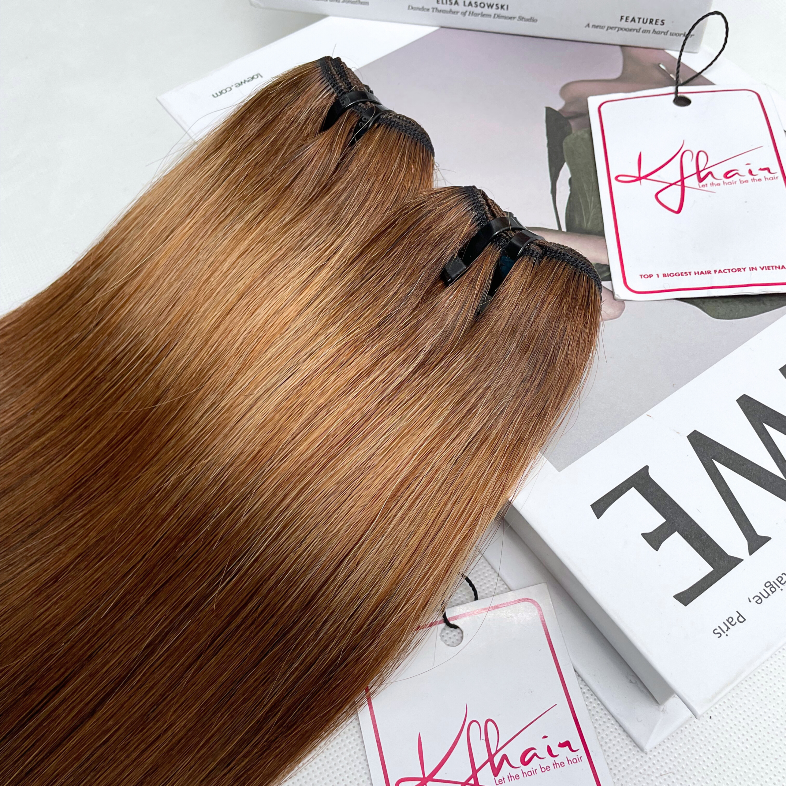 Ombre 3 Tone Brown Color Bone Straight Remy Human Hair Weft KF30