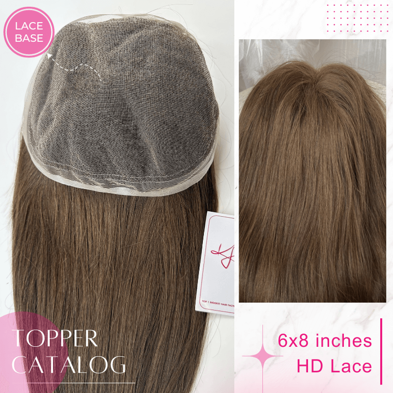 6x8 Inches HD Lace Without PU #7C color Hair Topper - Image 5