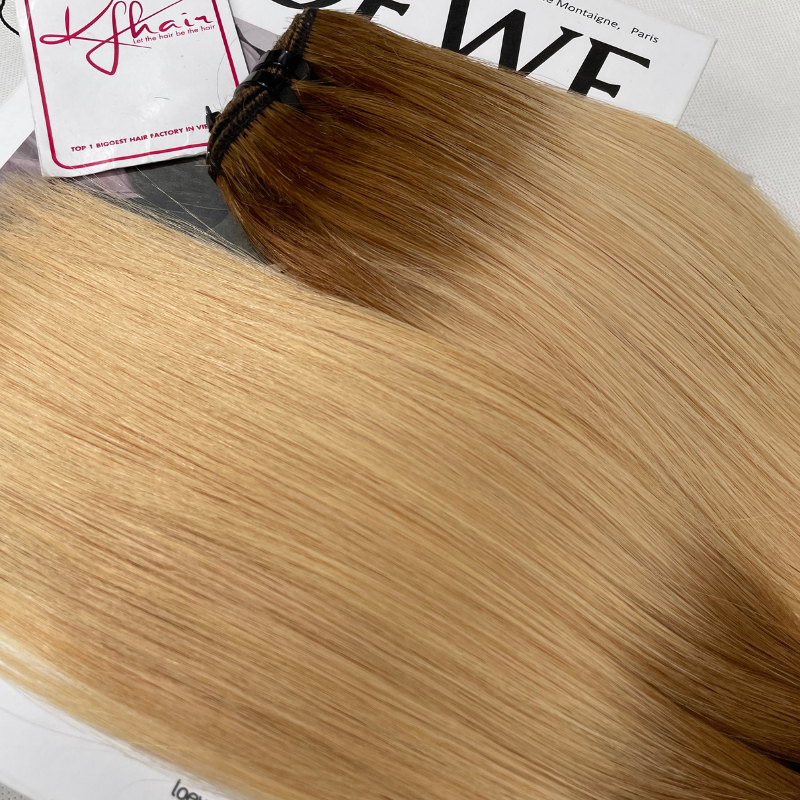 Ombre Light Brown Blonde Color Bone Straight Remy Human Hair Weft KF26 - Image 6