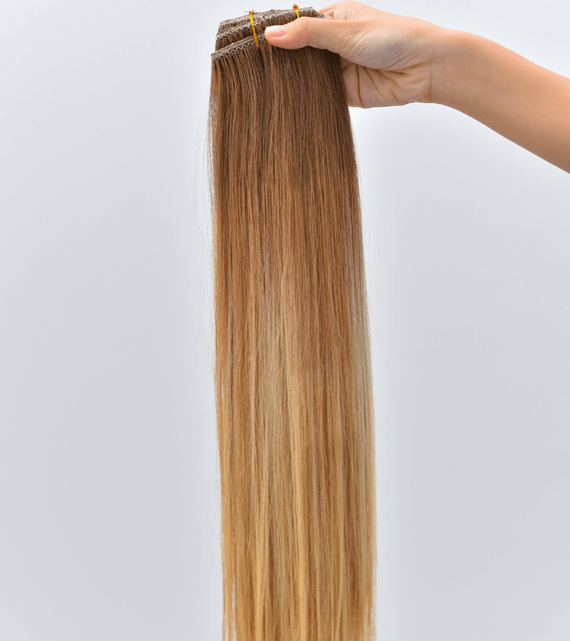 Ash Blonde Mix Platinum Blonde Ombre Color Straight Clip in Hair Extensions 7pcs/120g - Image 9