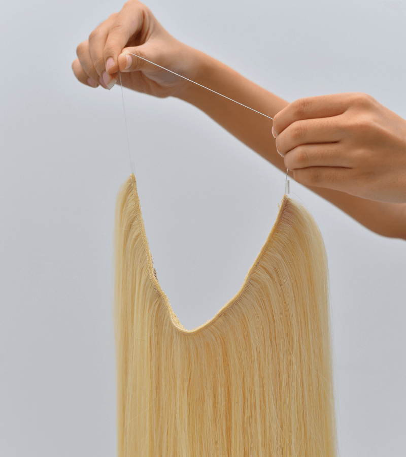 Lightest Blonde #60 Color Straight Halo Hair Extensions 16 Inch #60 100G - Image 6