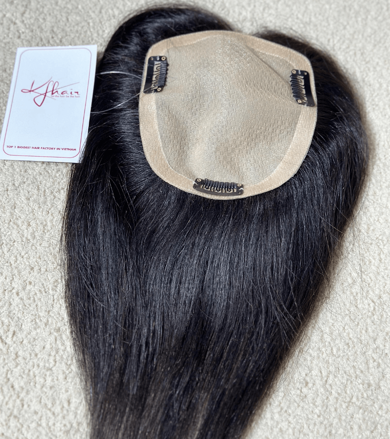 5x4 inches Full Silk Base #1B Color 150% density 8 inches Hair Topper - Image 4