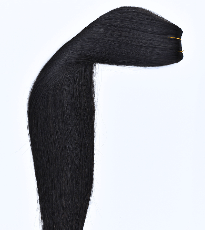 Natural Black Color Straight Halo Hair Extensions - Image 8