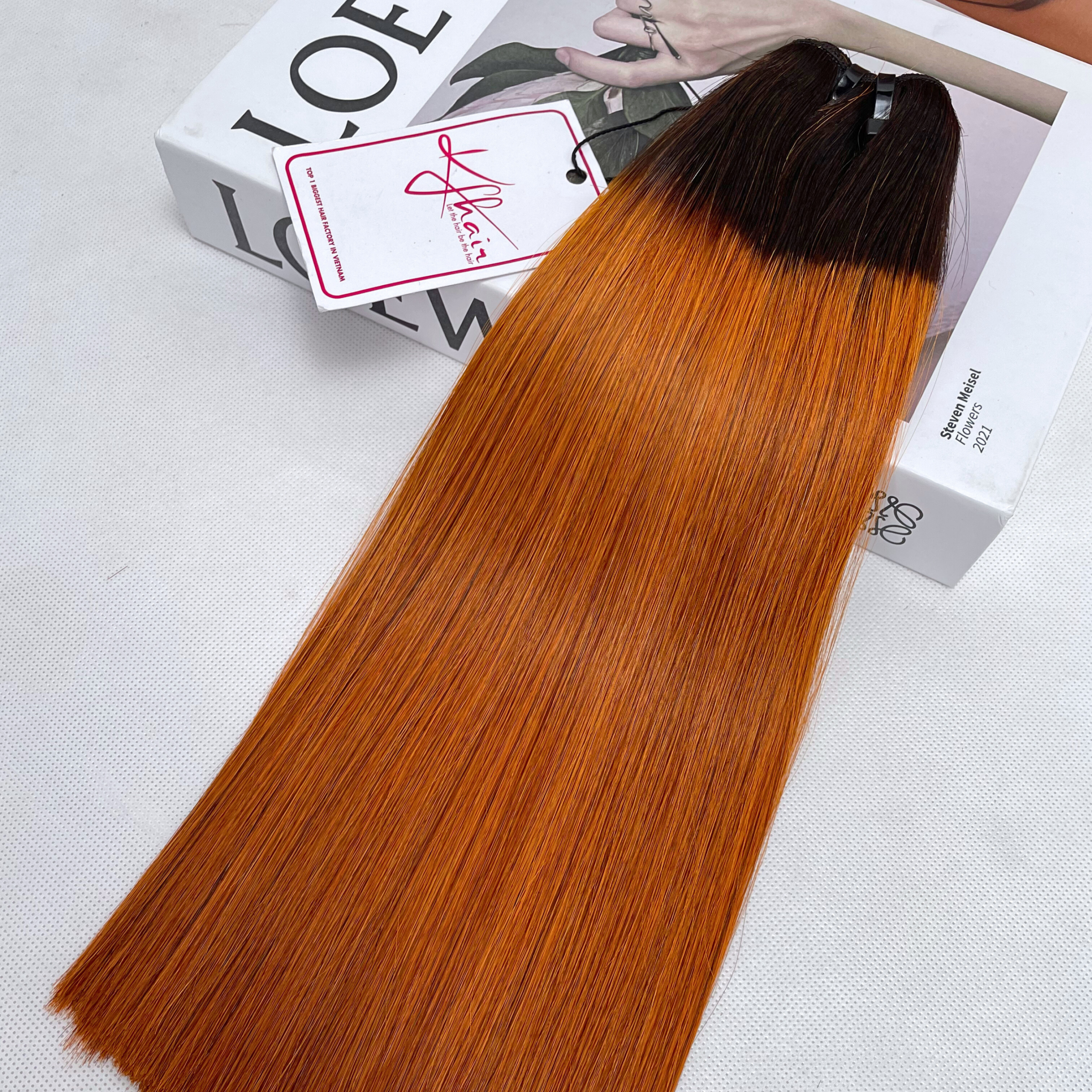 Ombre Orange Color Bone Straight Remy Human Hair Weft KF12 - Image 6