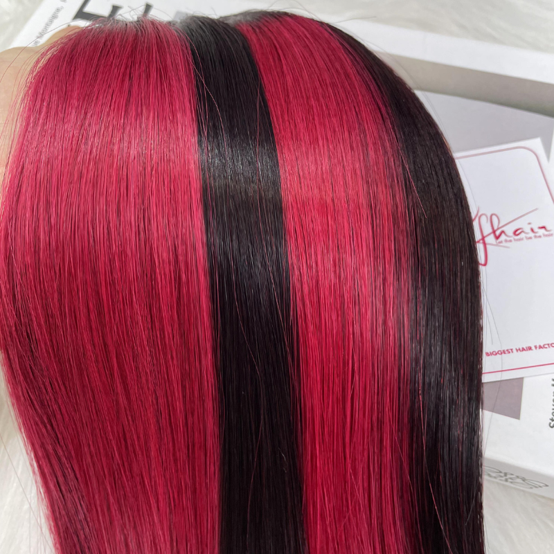 Wine Highlight Piano Color Bone Straight Remy Human Hair Weft KF20 - Image 7
