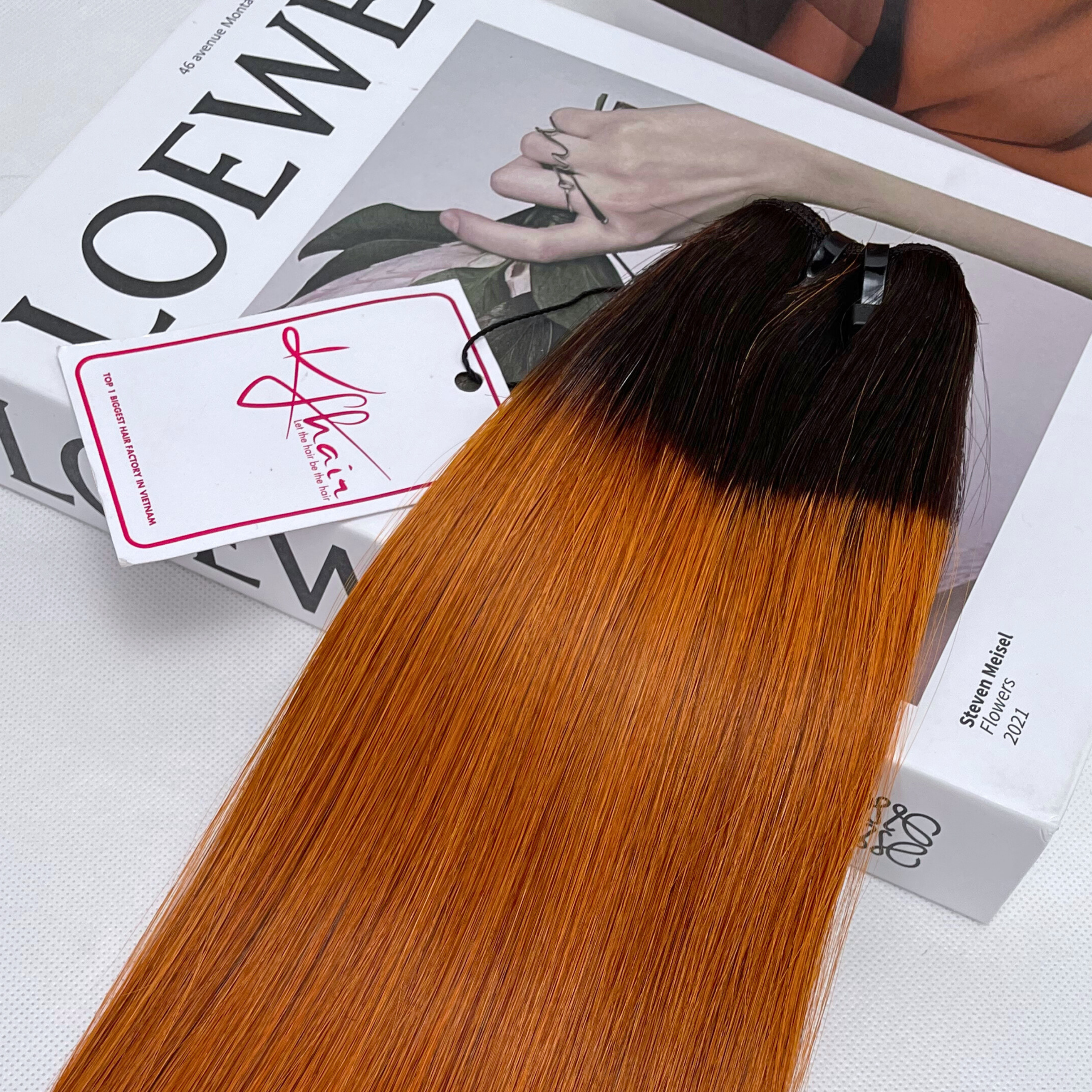 Ombre Orange Color Bone Straight Remy Human Hair Weft KF12 - Image 7