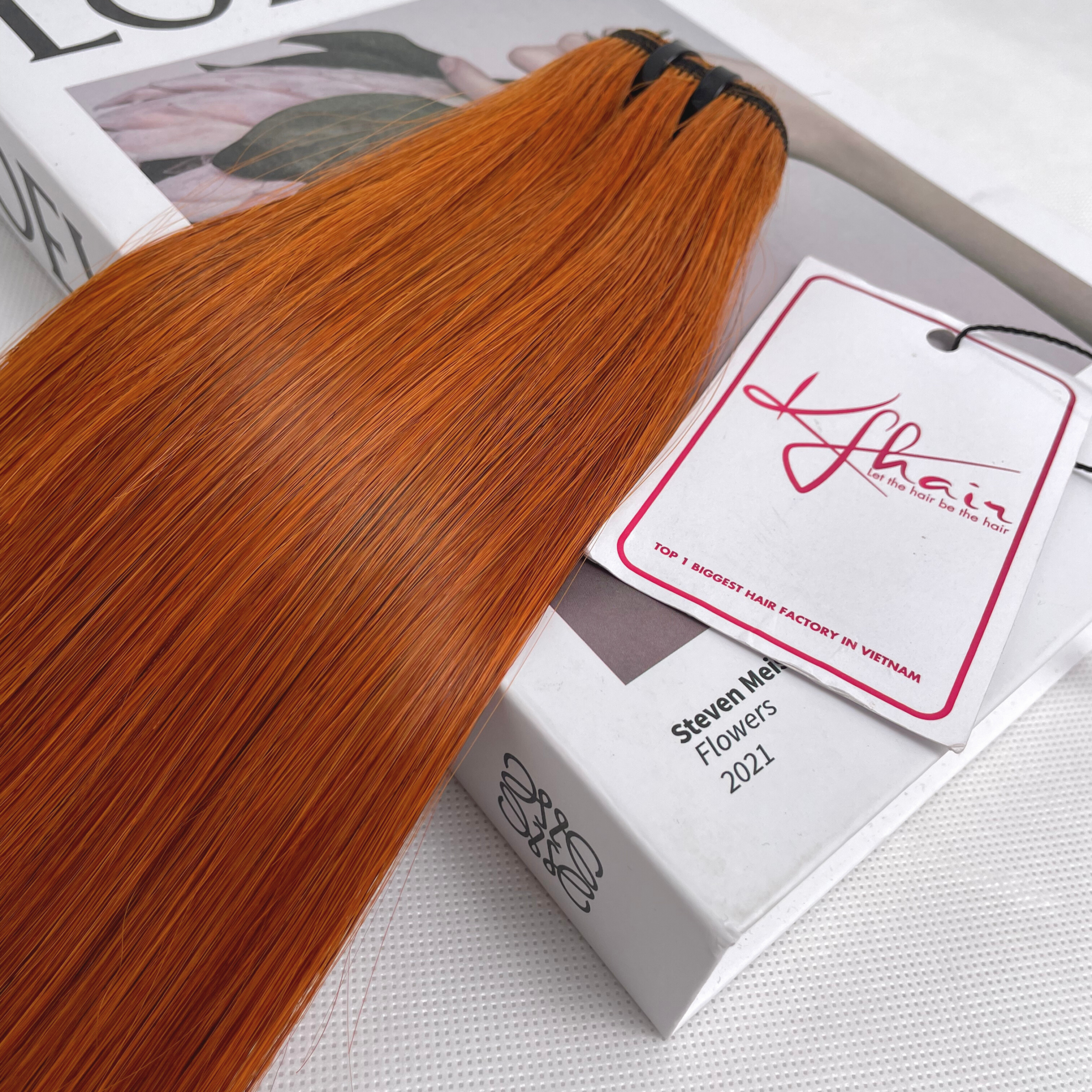 Orange Color Bone Straight Remy Human Hair Weft KF04 - Image 7
