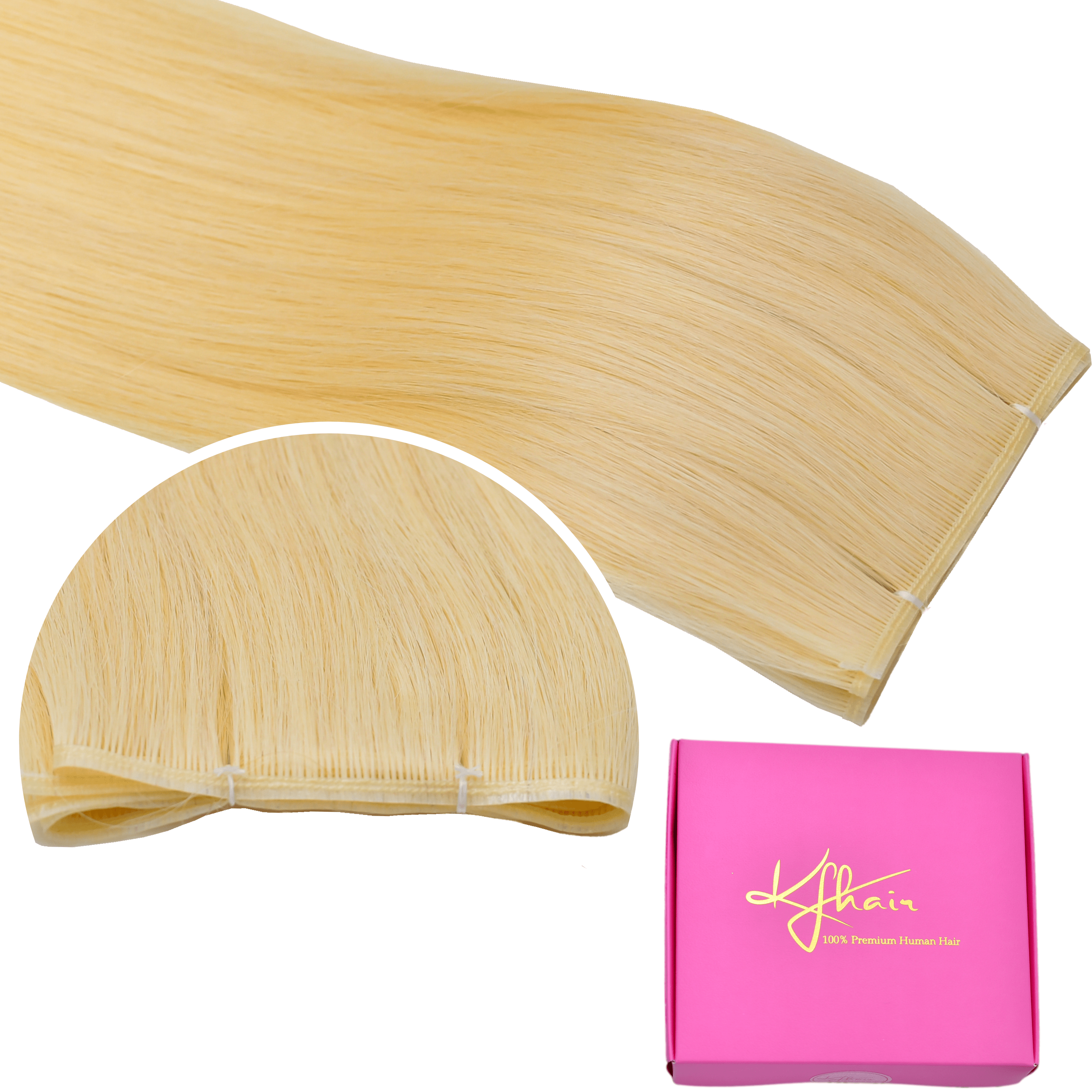 Premium Genius Weft Hair Extensions Human Hair Platinum Blonde Sew in Hair Extensions - Image 3