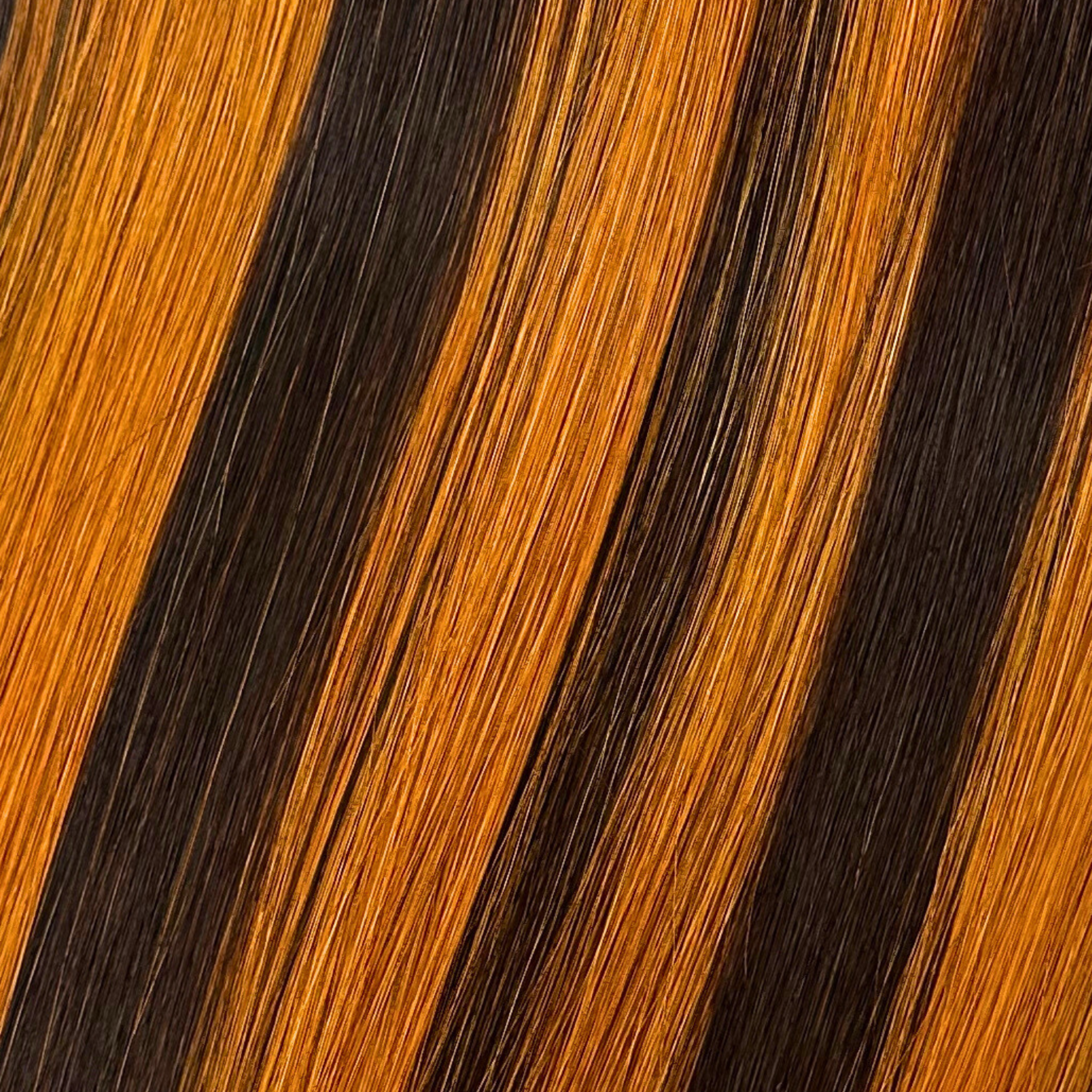 Orange Highlight Piano Color Bone Straight Remy Human Hair Weft KF18 - Image 8